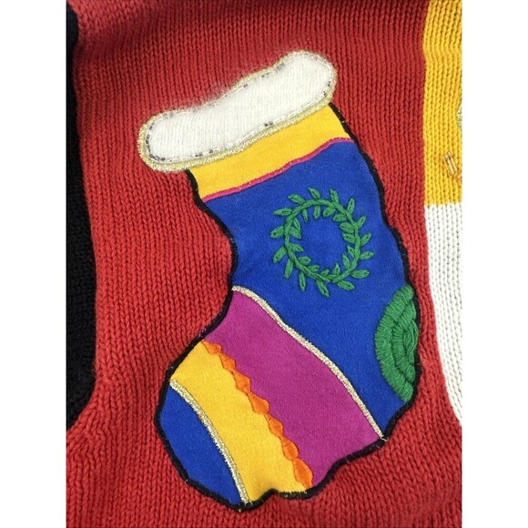 IB Diffusion Christmas Sweater Cardigan Star Button Embroidered Womens Medium - Picture 6 of 13